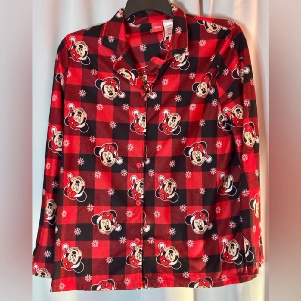 Ladies Disney Minnie Mouse 2 Piece Holiday Christmas Pajamas Set Size L Preowned - Picture 2 of 5